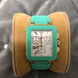 Turquoise and gold Michele watch !!